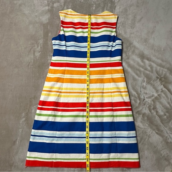 Tabitha Anthropologie Embroideried Design Primary Stripe Shift Dress Size 10 - Picture 6 of 9